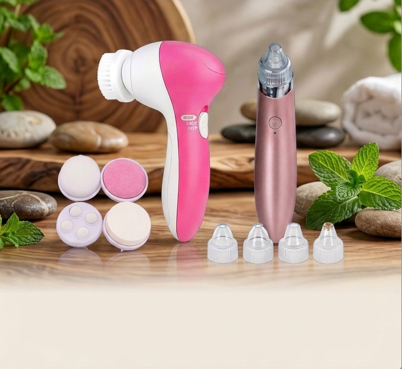 Kit SkinCare Pro™ 5 en 1 – Limpiador Facial Profundo + Extractor de Puntos Negros
