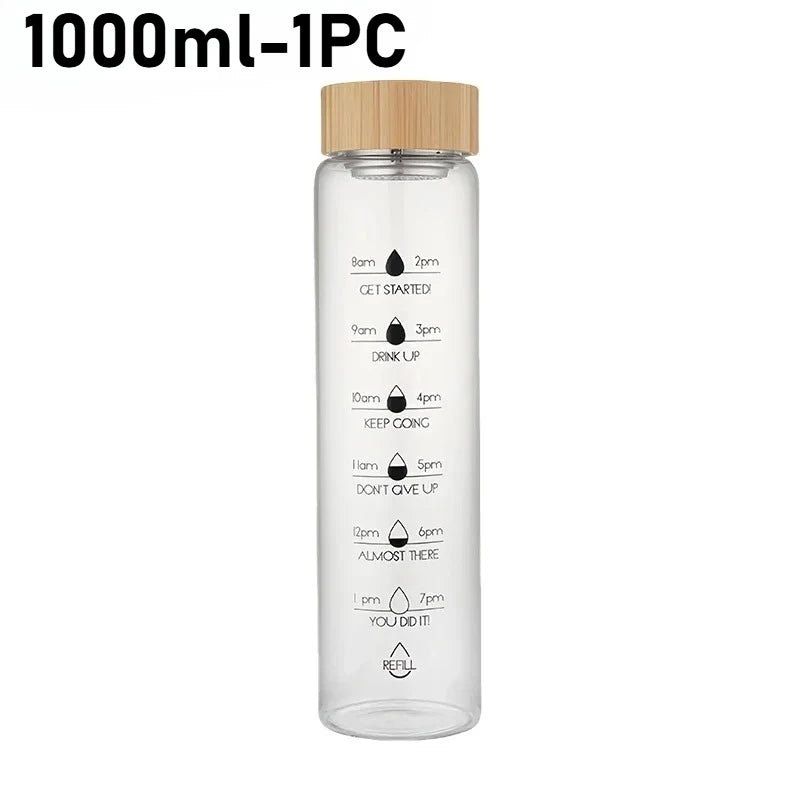 The Perk Daily Hydrator 700ml/1000ml Glass Water Bottle with Bamboo
