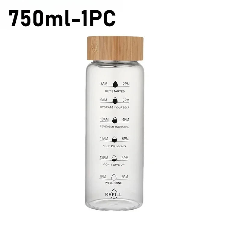 The Perk Daily Hydrator 700ml/1000ml Glass Water Bottle with Bamboo